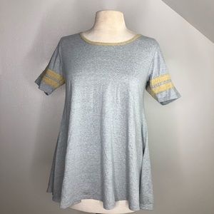 Lularoe perfect tee heathered stripe sleeve XS